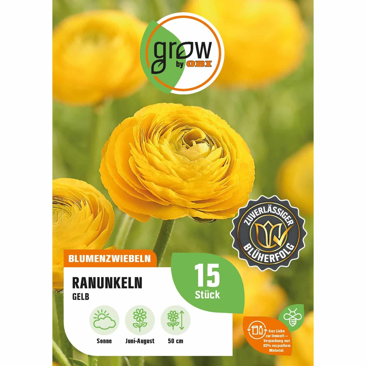 GROW by OBI Ranunkel Asiatisch Gelb Höhe ca. 50 cm Ranuculus asiaticus