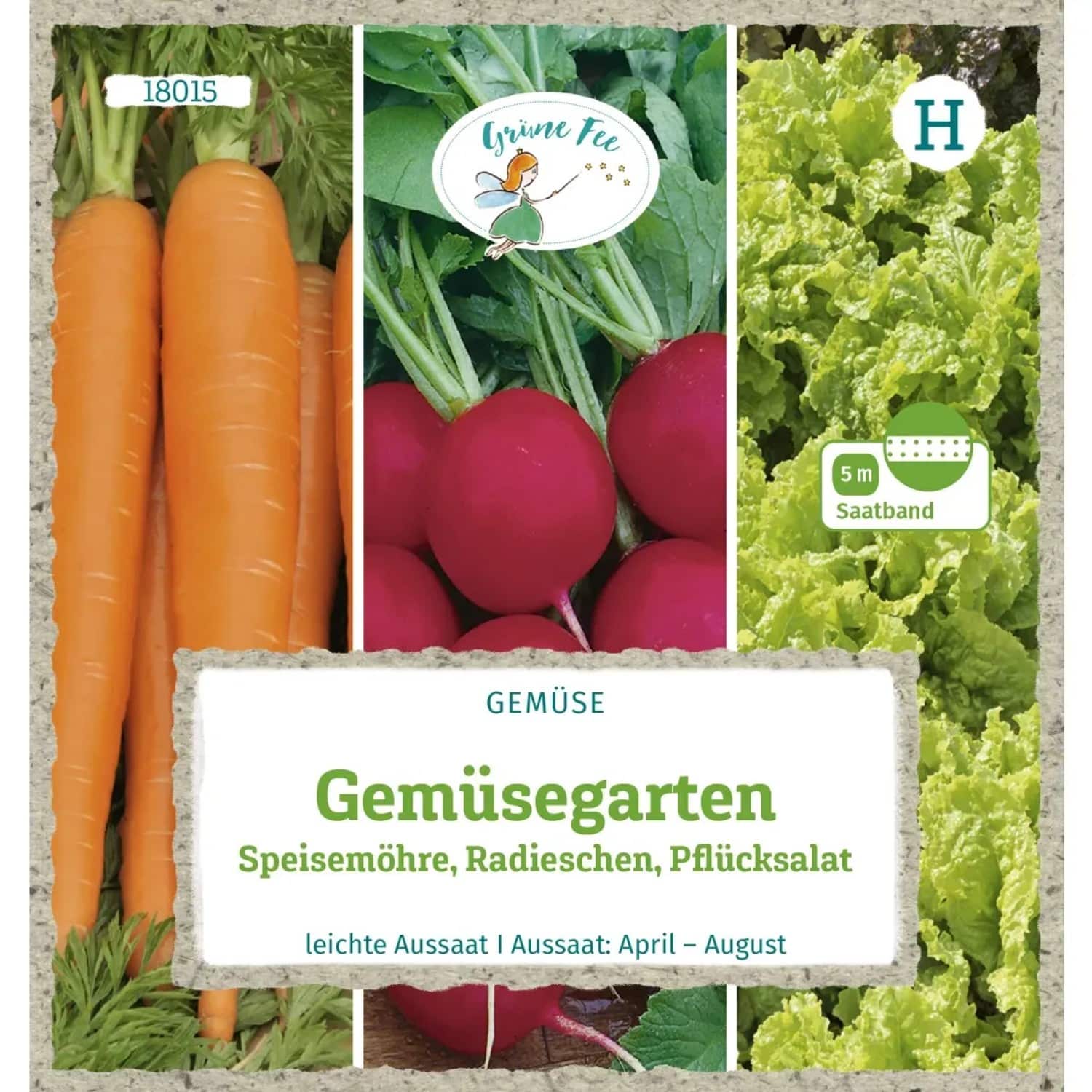 Grüne Fee Gemüsegarten Saatband 5 M Speisemöhre Radieschen Pflücksalat Saatgut