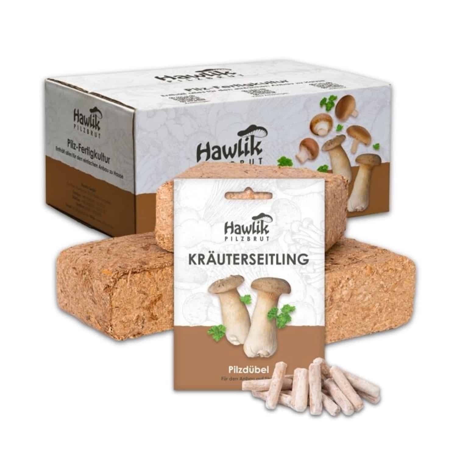 Hawlik Pilzbrut Kräuterseitling Pilzbeet-Set für Einfache Pilzzucht Im Garten mit Substrat und Myzel inkl. Anbau-Anleitung
